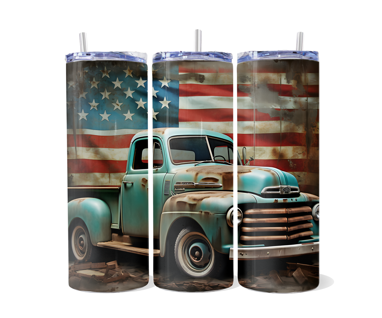 Flag Vintage Truck Tumbler