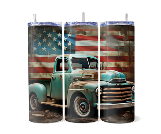 Flag Vintage Truck Tumbler