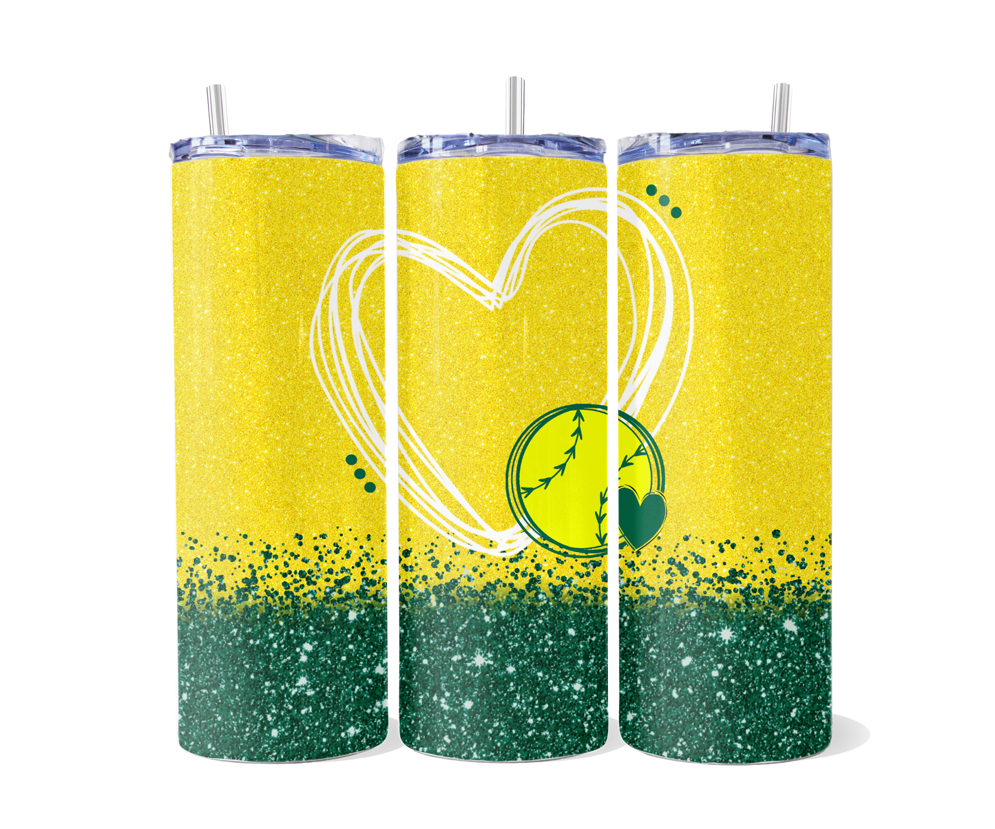 Glitter Green Softball Tumbler