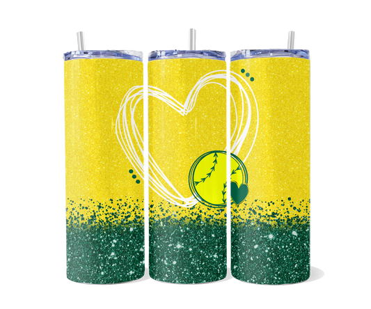 Glitter Green Softball Tumbler